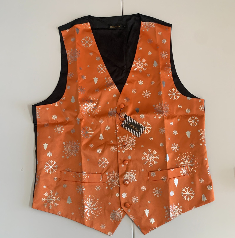 DiBanGu Men’s Size L Holiday Vest With Tie Brand New